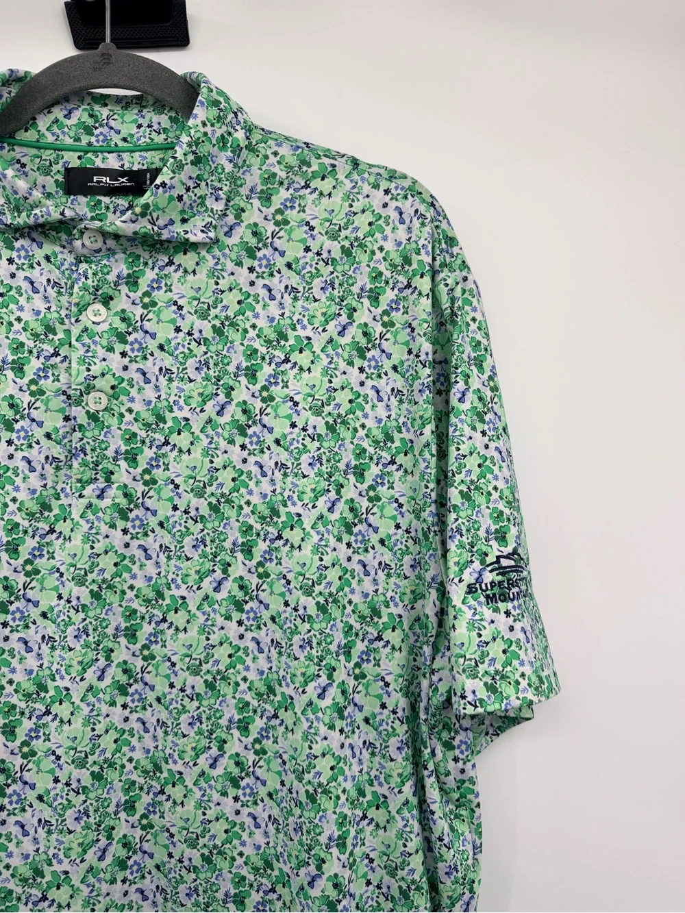 RLX Ralph Lauren Classic Fit Performance Golf Polo Mens L Green Floral